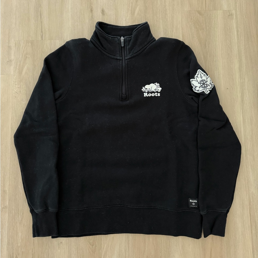 Roots Banff Black Quarter Zip, Women's XS